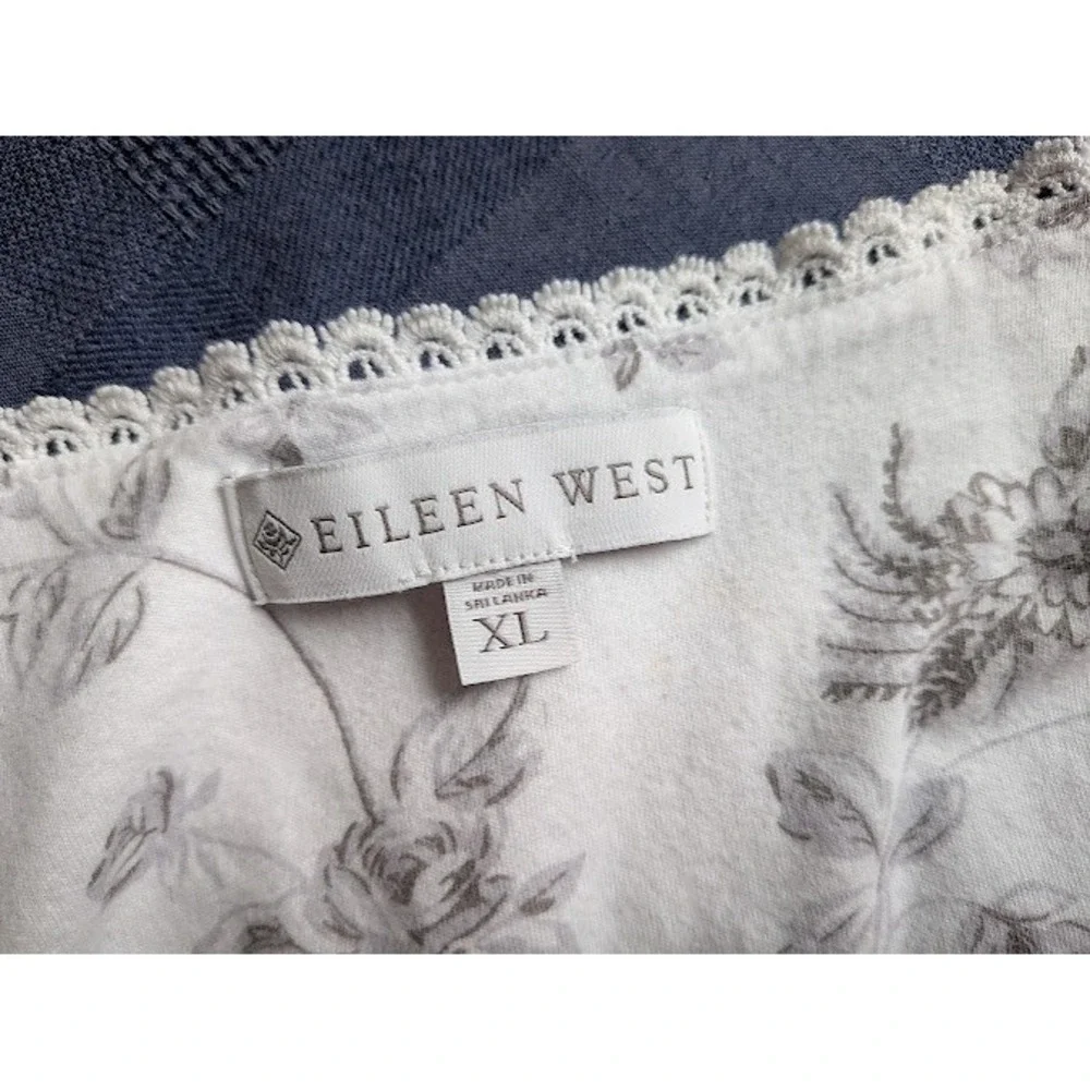 Eileen West XL Floral Nightgown Long Sleeve Lace Trim Cottagecore Feminine Cute